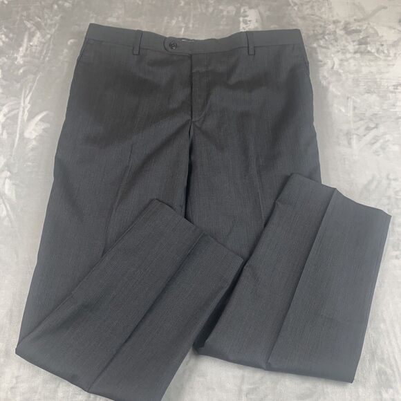 SAKS Fifth Ave Spencer Dress Pants Mens 40R Gray Pinstripe 100% Wool (0491) - Picture 1 of 9